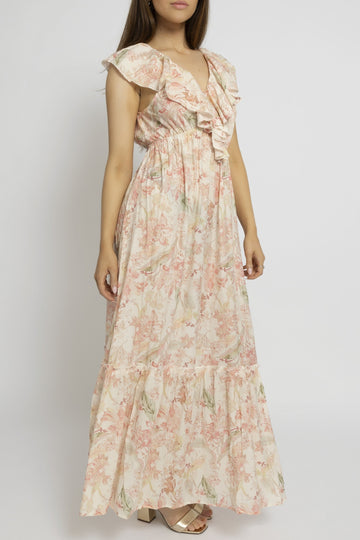Romantic Floral Ruffle Maxi Dress